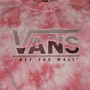 Vans Off The Wall Sweatshirt Women's XS Crew Neck Graphic Tie Dye Maroon White